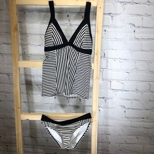 Athleta striped 2 piece bathing suit